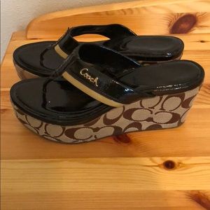 Coach platform flip flops